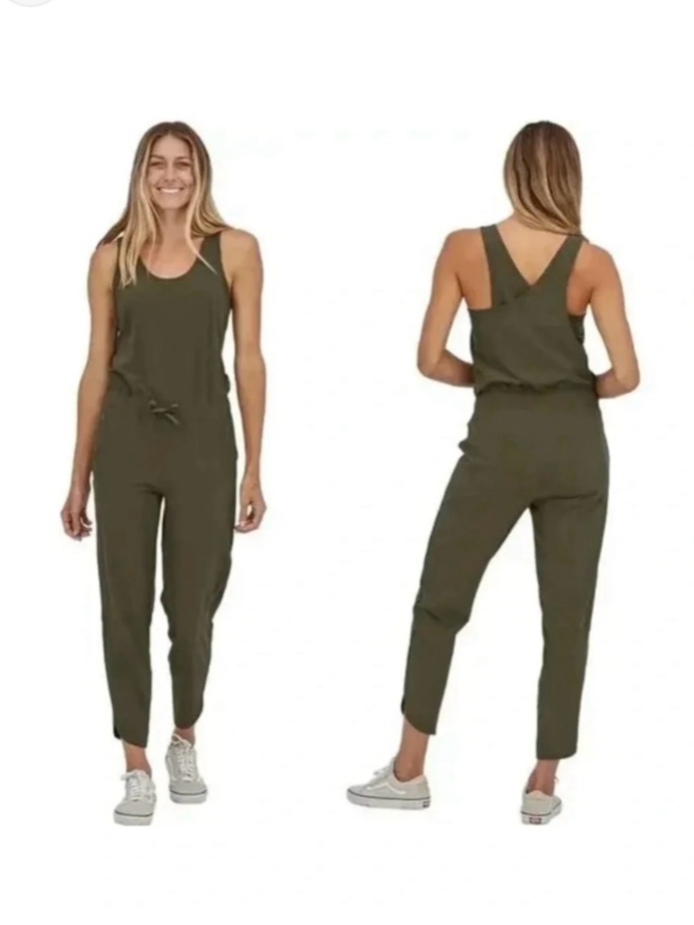 Patagonia Olive Green Sleeveless Utility Jumpsuit